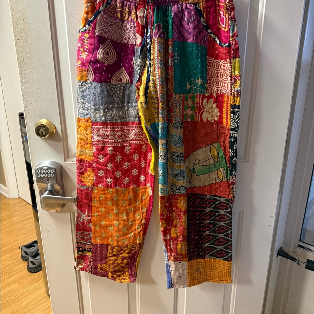 NWT Colorful Patchwork Wide Leg Pants